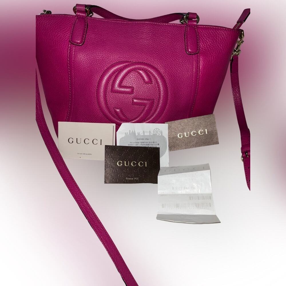 Gucci Soho Leather Tote Fuchsia Pink DISCONTINUED w/ Receipt GUC Authentic